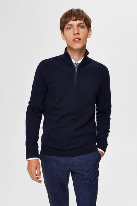 Selected Sweaters Berg Half Zip Cardigan Navy Blue