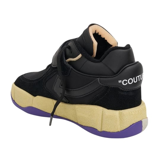 Gebroken witte lage puzzel Couture zwarte sneakers - Image 3