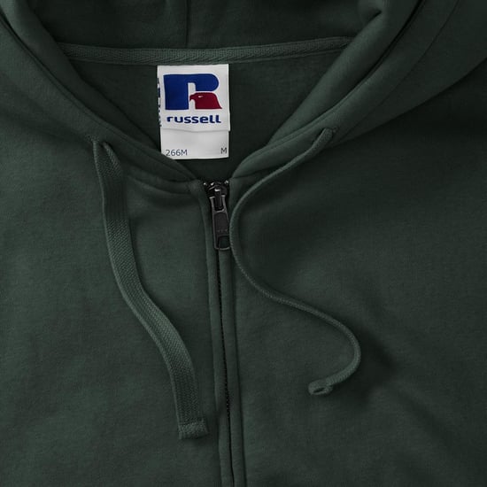 Russell Mens Authentic Full Zip Hooded Sweatshirt / Hoodie (Bottle Green)