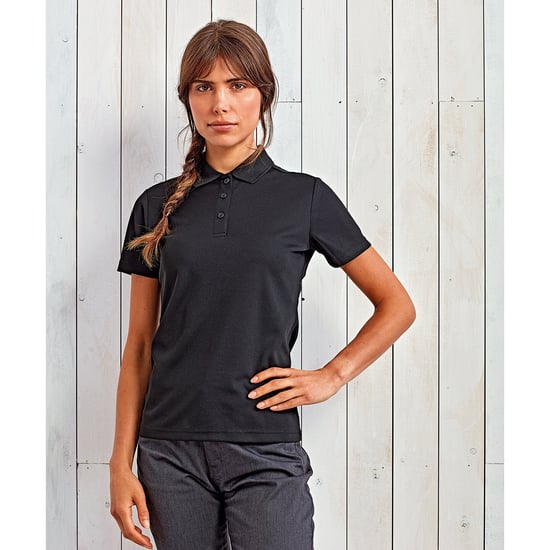 Premier Dames/Dames Duurzaam Poloshirt (Zwart) - Image 3