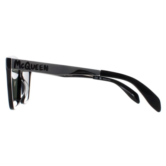 Alexander McQueen Square Mens Shiny Black and Silver Green Grey AM0352S