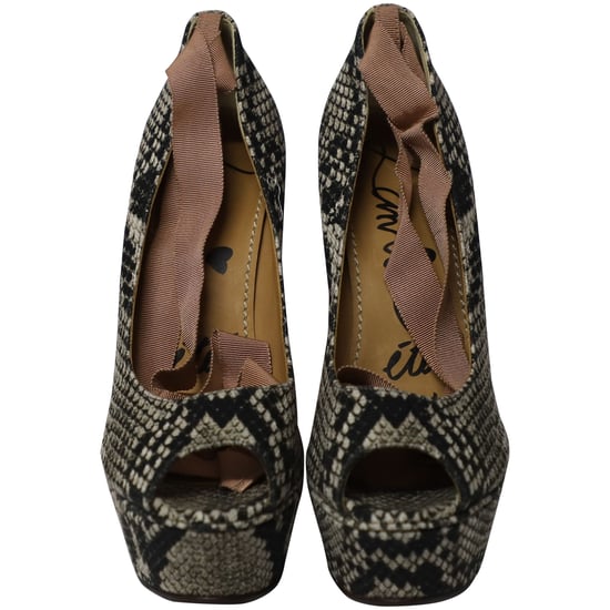 Lanvin Ribbon Strap Wood Wedge Peep-toe Sandals in Phyton Print Leather - Image 2