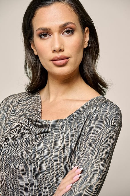 Caitlin Print Top Zwart / Taupe - Image 2