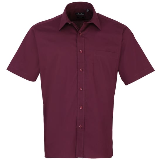 Premier Heren Korte Mouw Formele Poplin Gewoon Werk Shirt (Aubergine) - Image 1