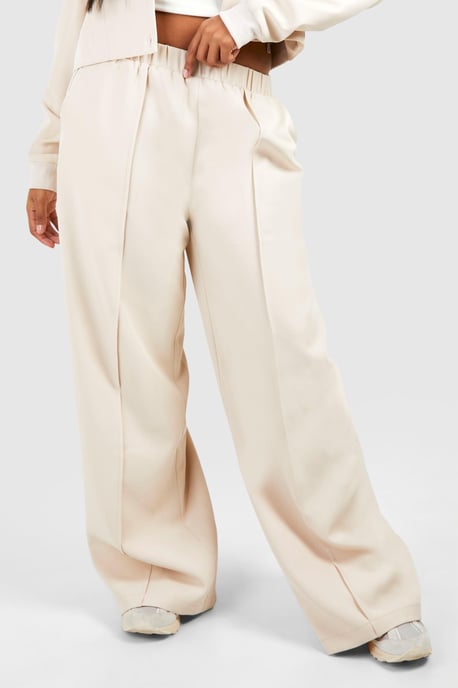Plus Tailored Seam Front Slouchy Wide Leg Trousers - Image 4