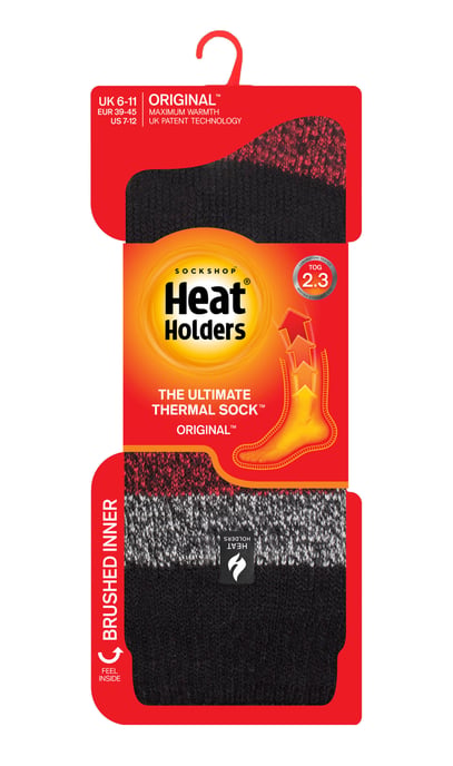 Heat Holders Heren extra dikke warme thermo sokken - Zwart / Rood (Lindos) - Image 2