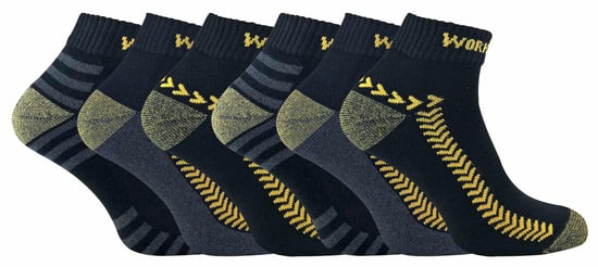 Set van 6 heavy-duty katoenen laag uitgesneden werksokken voor heren - SK071 - Image 1