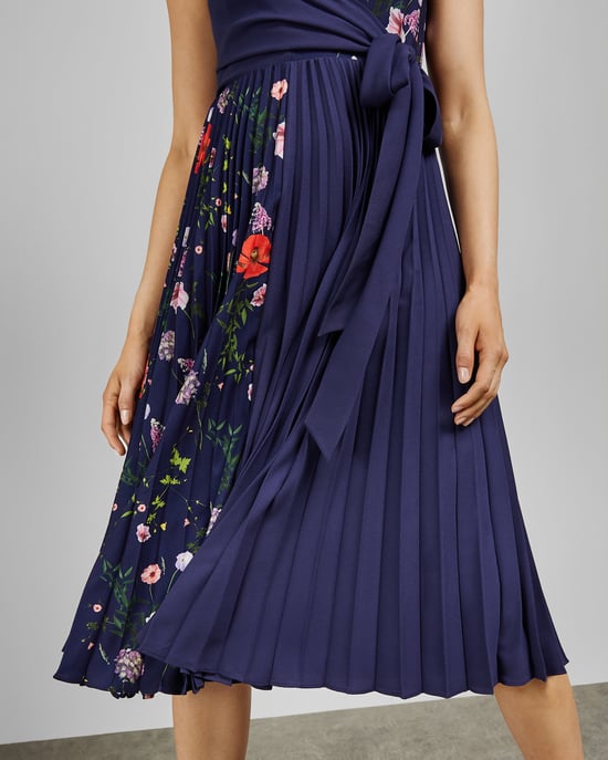 Ted Baker Pritee Hedgerow Pleat Detail Dress, Dark Blue