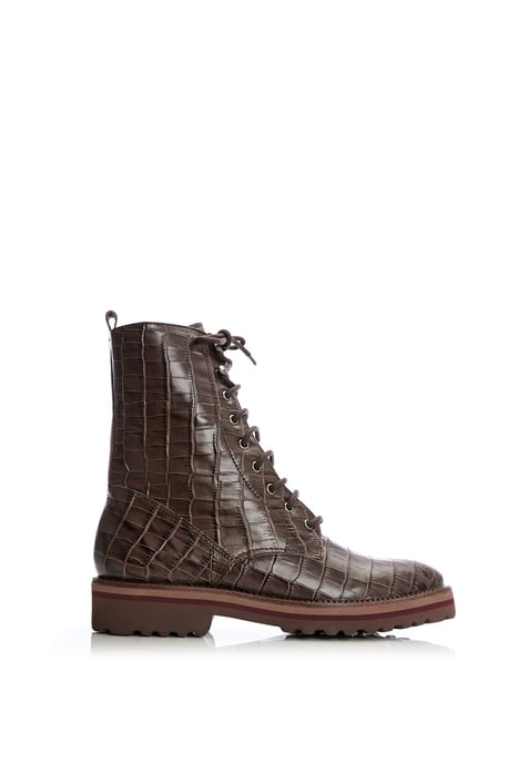 'Sh Gator' Brown Croc Lace Up Boots