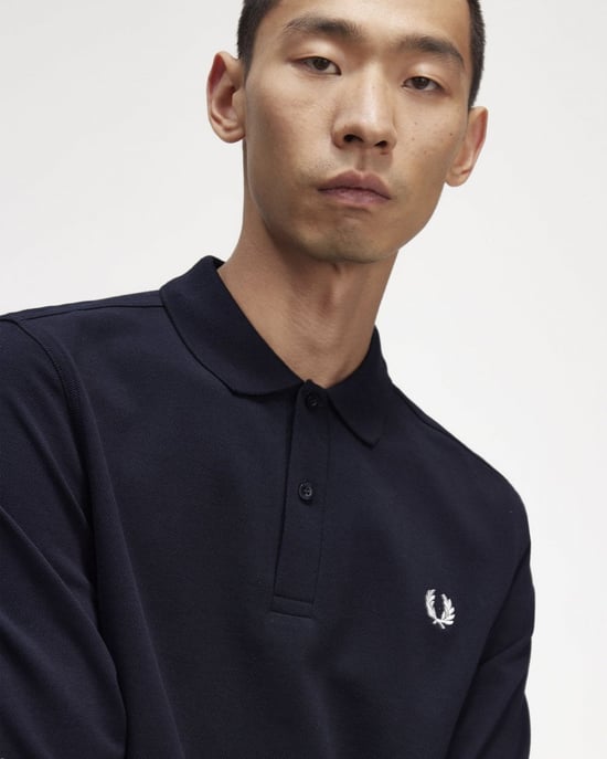 Fred Perry Mens Long Sleeve Plain Signature Polo Shirt