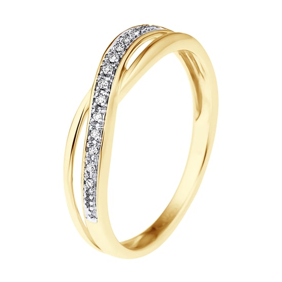DIADEMA - Ring - Crossed - Diamonds - Yellow Gold