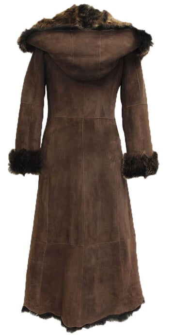 Womens Suede Toscana Sheepskin Hooded Trench Coat-Rushden