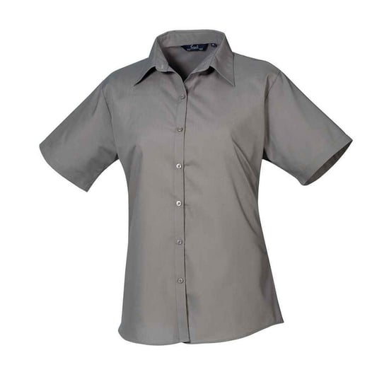 Premier Dames/Dames Popeline Blouse met Korte Mouwen (Donkergrijs) - Image 1