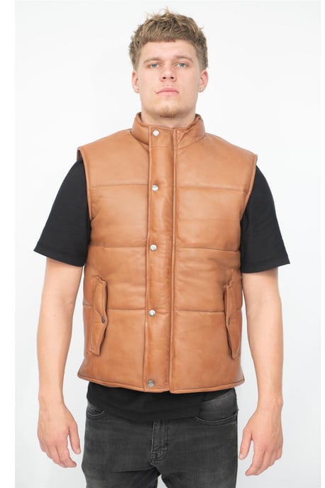 Mens Classic Leather Puffer Waistcoat-Nottingham