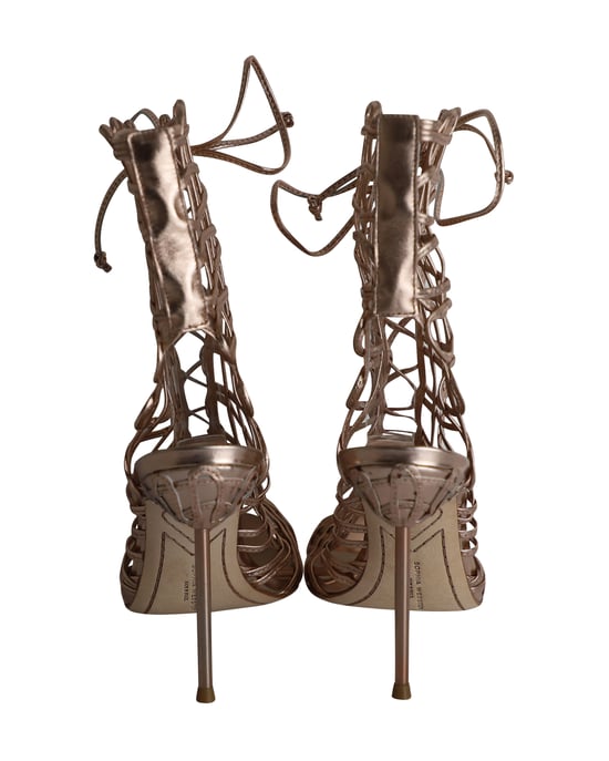 Sophia Webster Delphine Metallic Cage Vetersandalen in Goud Leer - Image 4