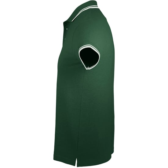 SOLS Heren Pasadena getipt korte mouw Pique Polo Shirt (Bos/Wit) - Image 3