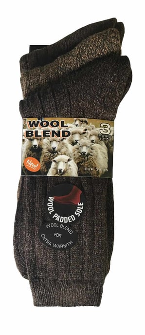 Set van 3 dikke wandelsokken van warme wolmix voor heren - Bruin - Image 2