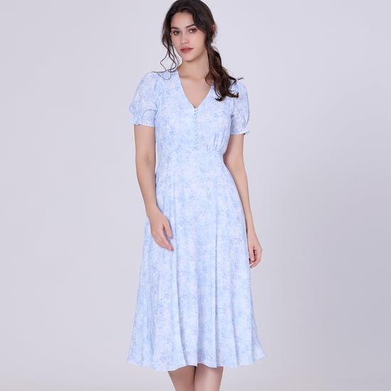Flared empire dress with liberty print