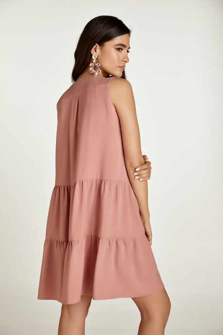 Sleeveless Dusty Pink A Line Dress