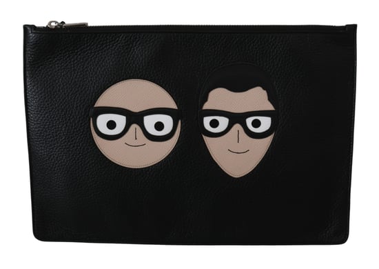 Dolce & Gabbana Zwarte Leren Clutch Document Tas Portemonnee - Image 1