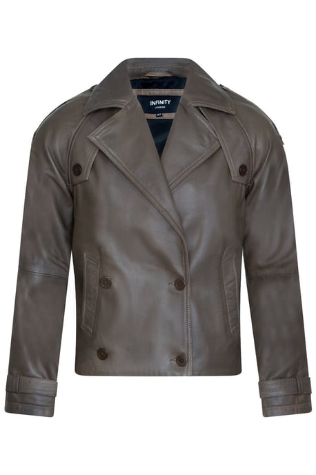Dames cropped oversized leren trenchcoat - Canberra - Image 1