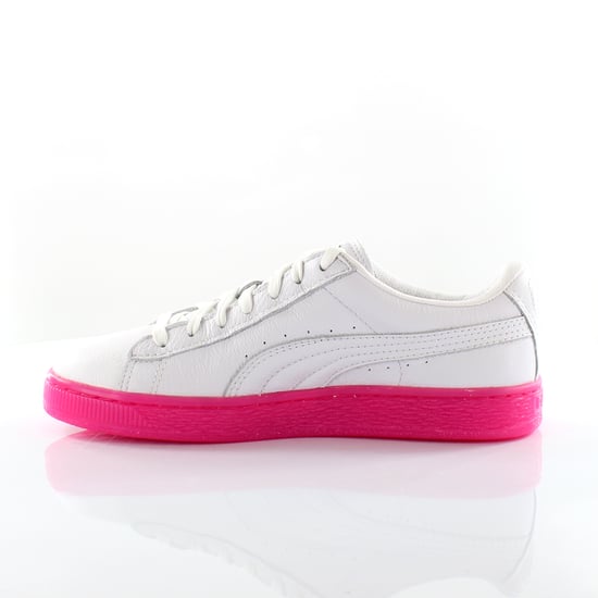 Puma Basket Classic Mono Ice Ref White Leather Womens Trainers 363117 01