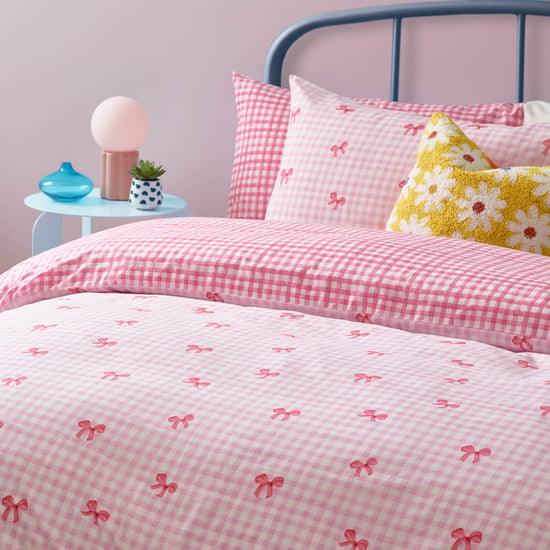 Heya Home Gingham Strikjes Gedrukt Dekbedovertrek Set - Image 2