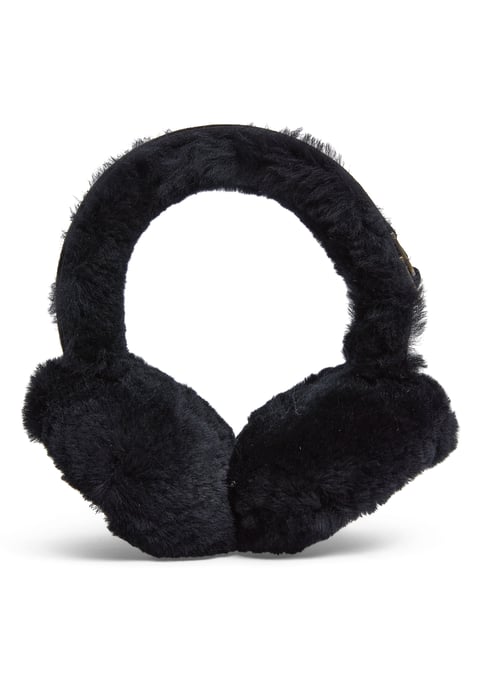 Womens Winter Super Soft Fluffy Black Ear Muffs Warm and Cozy Ear Warmers