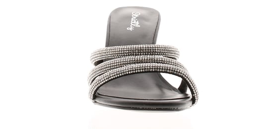 Womens Heeled Mule Sandals Diamante Mia Slip On black