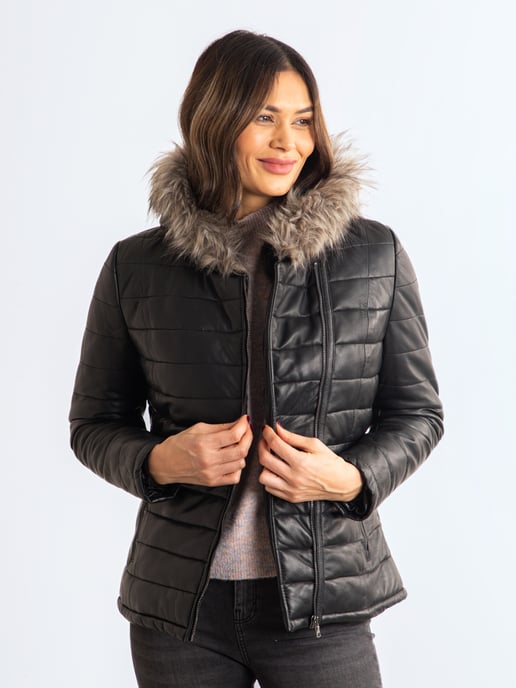 Ennerdale Quilted Leather Jacket in Black