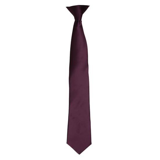 Premier Kleuren Heren Satin Clip Tie (Aubergine) - Image 1