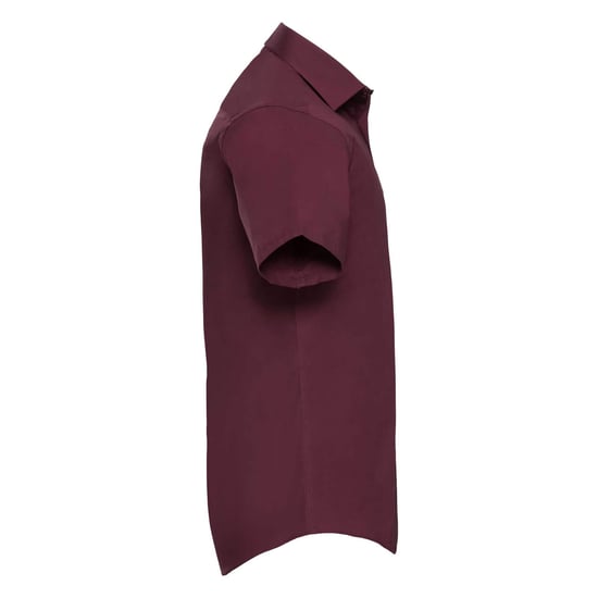 Russell Collection Mens Short Sleeve Easy Care Fitted Shirt (Port)
