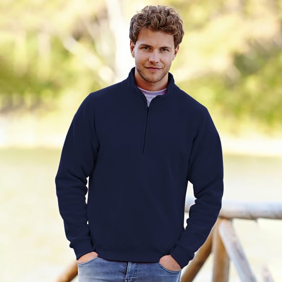 Fruit Of The Loom Heren Premium 70/30 Ritssluiting Neck Sweatshirt (Donker Marine) - Image 2