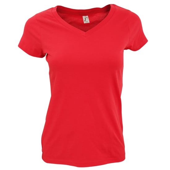 SOLs Womens/Ladies Moon V Neck Short Sleeve T-Shirt (Red)