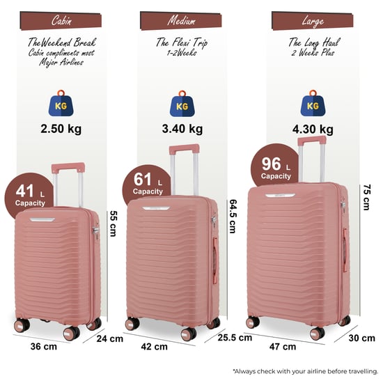 Hard Shell Pink Classic Suitcase Set 8 Wheel Cabin TSA Luggage Case Holiday Travel