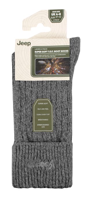 Dames Turn Cuff Sokken | Jeep | Wandelsokken Voor Vrouwen, Comfortabele Prestaties Polyester Sokken - Antraciet / Leisteen - Image 2