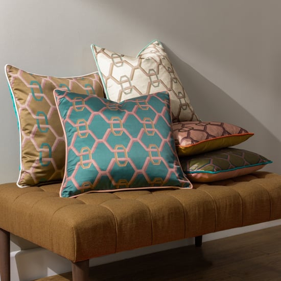 Paoletti Carnaby Chain Geometric Satin Polyester Filled Cushion