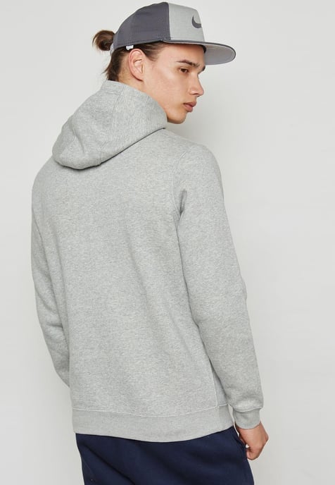 Nike Club pullover hoodie geborduurd logo in grijs - Image 2