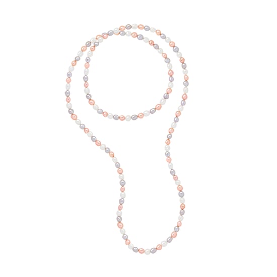 Long Necklace OPERA of Real Cultured Freshwater Pearls Baroque 8-9 mm