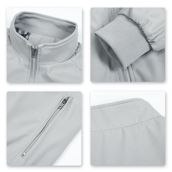 Heren Bomberjack met opstaande kraag, overgangsjack voor de herfst, casual sportjack grijs - Image 3