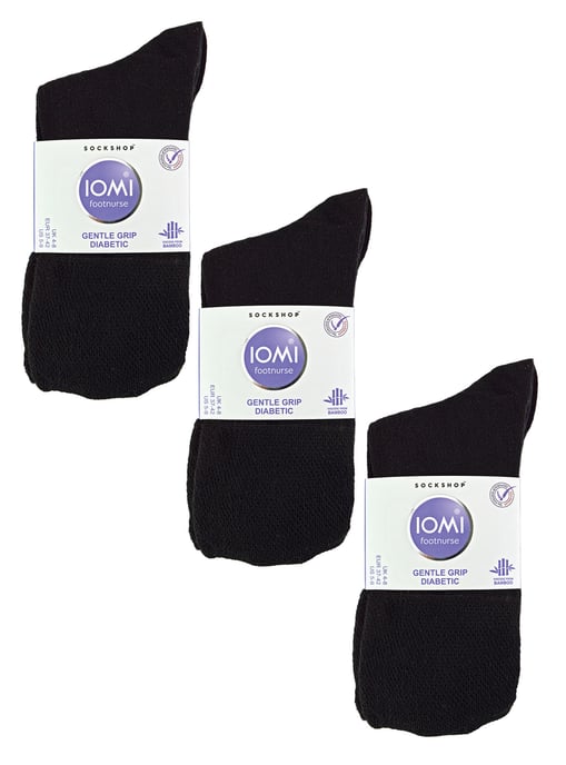 IOMI - Set van 6 bamboesokken voor diabeten voor dames - Zwart - Image 2