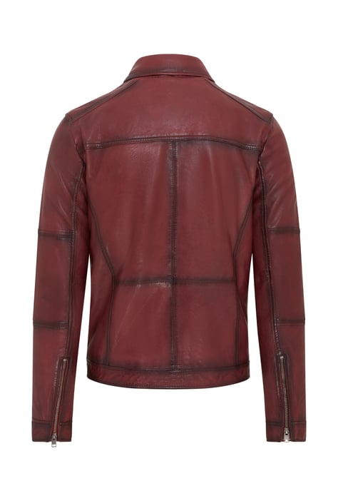 Mens Red Classic Leather Biker Jacket - Bettles