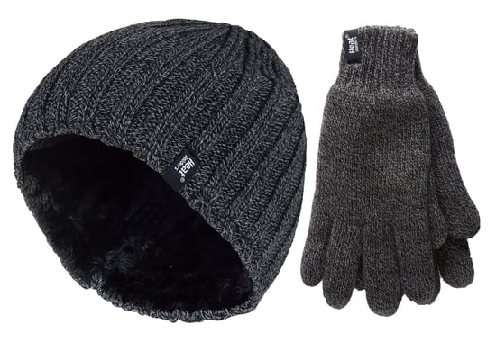Mens Thermal Hat & Glove Set for Winter | Heat Holders | Fleece Lined - Grey