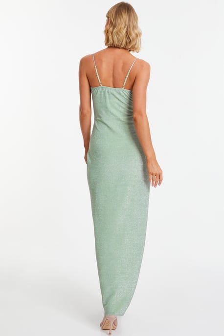 Sage Green Shimmer Wrap Maxi Dress - Image 3