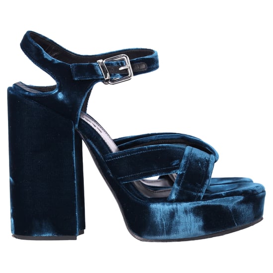Jil Sander Chunky Sandalenhakken in Blauw Fluweel - Image 1