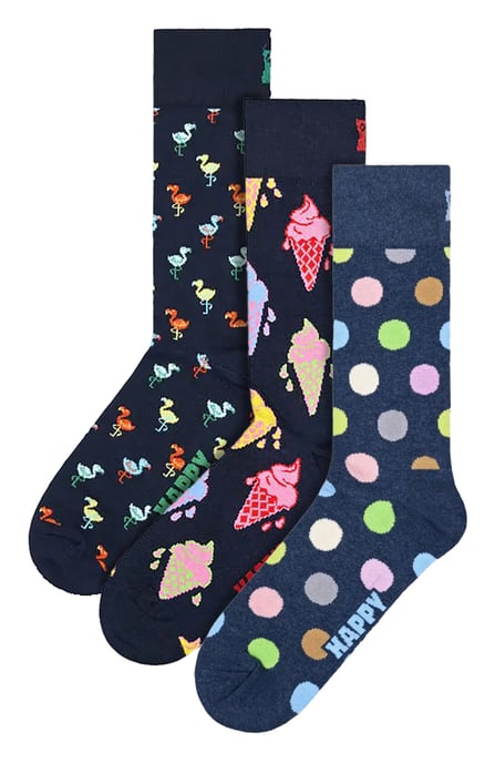 3-Pack Unisex Funky Design Cadeausokken Set - Marineblauw - Image 1