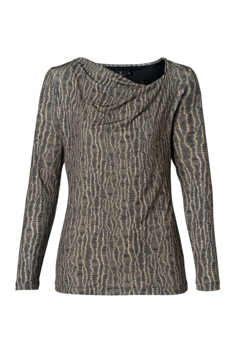Caitlin Print Top Zwart / Taupe - Image 3