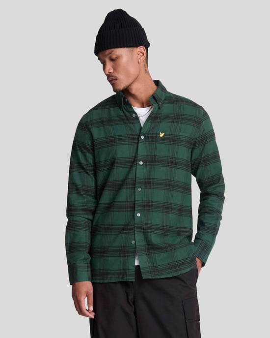 Lyle & Scott Tonal Check Flannel Shirt Blue