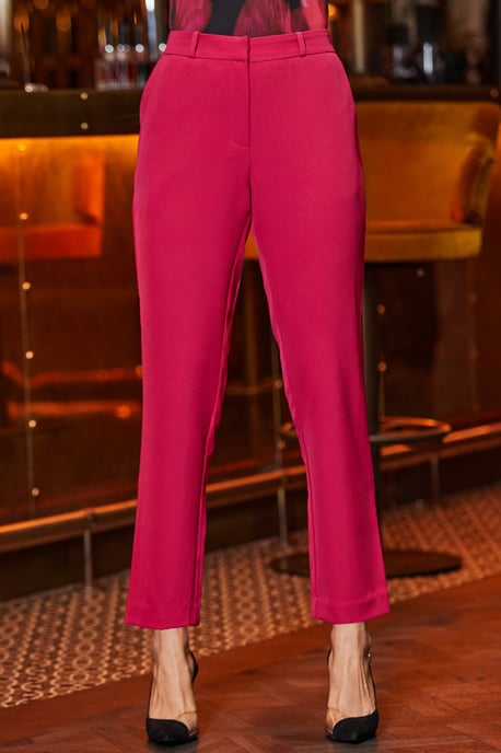 Rich Pink Tapered Leg Trousers