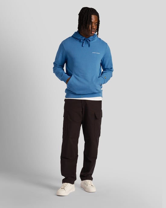 Lyle & Scott Loopback geborduurd logo blauwe pull-over hoodie - Image 2